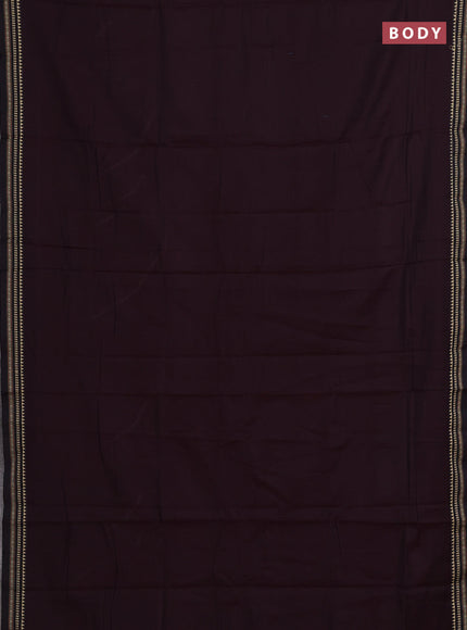 Narayanpet cotton saree deep wine and black with plain body and temple design thread woven border