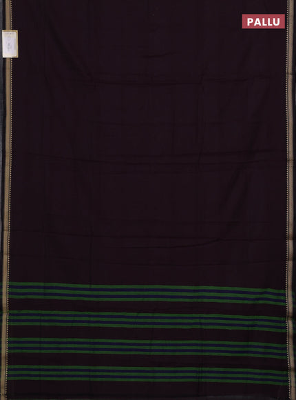 Narayanpet cotton saree deep wine with plain body and temple design thread woven border