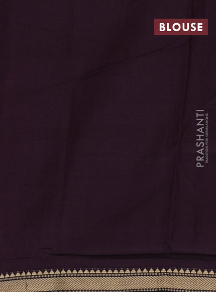 Narayanpet cotton saree deep wine with plain body and temple design thread woven border
