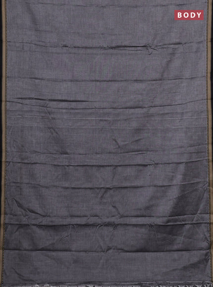 Narayanpet cotton saree grey and black with plain body and temple design thread woven border