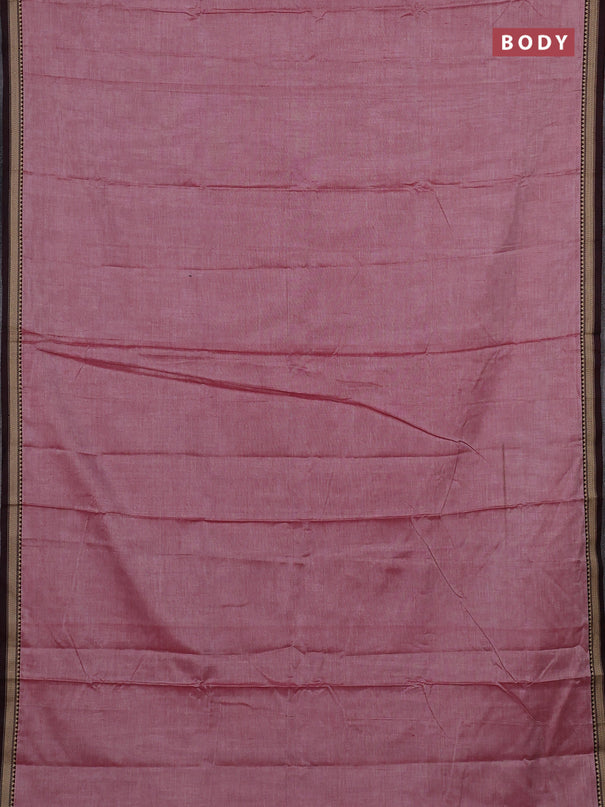 Narayanpet cotton saree maroon shade with plain body and temple design thread woven border