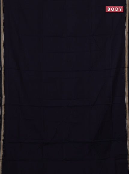 Narayanpet cotton saree navy blue with plain body and temple design thread woven border