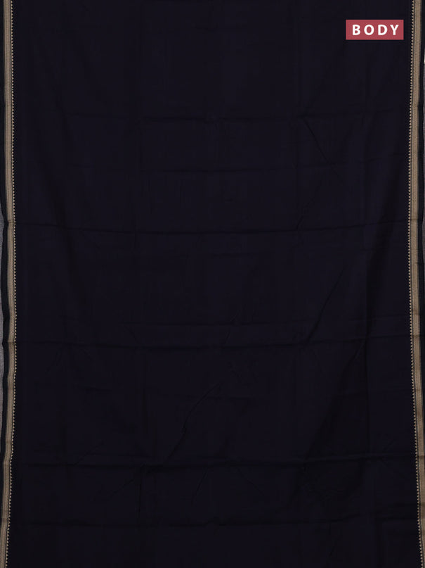 Narayanpet cotton saree navy blue with plain body and temple design thread woven border