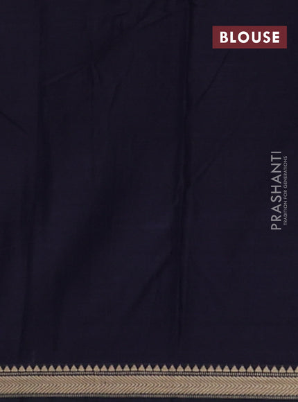 Narayanpet cotton saree navy blue with plain body and temple design thread woven border