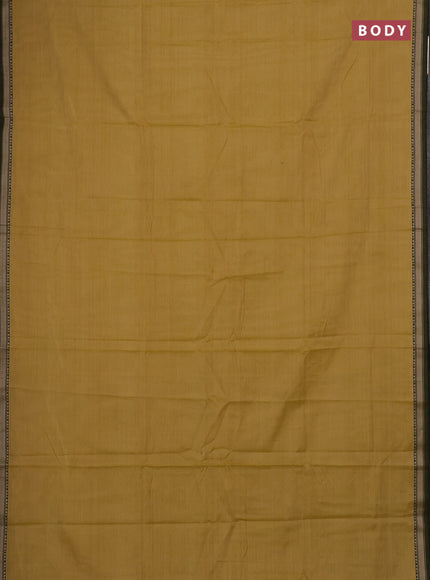 Narayanpet cotton saree mustard shade with plain body and temple design thread woven border