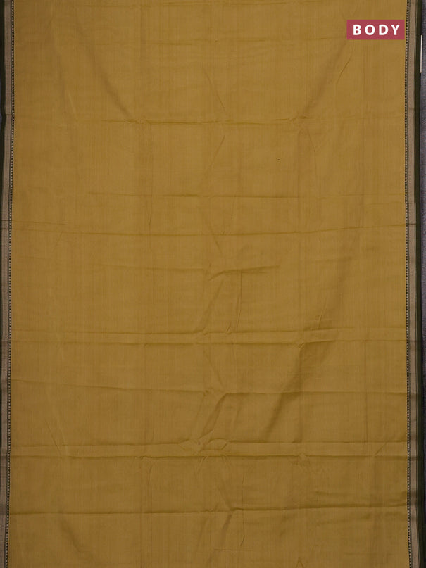 Narayanpet cotton saree mustard shade with plain body and temple design thread woven border