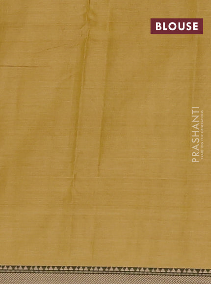 Narayanpet cotton saree mustard shade with plain body and temple design thread woven border