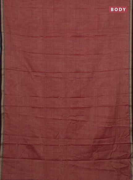 Narayanpet cotton saree maroon shade with plain body and temple design thread woven border