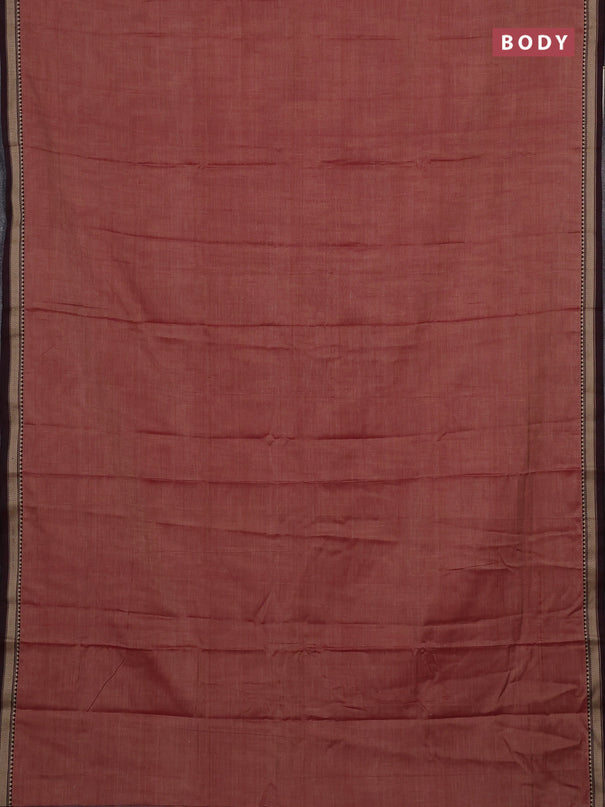 Narayanpet cotton saree maroon shade with plain body and temple design thread woven border