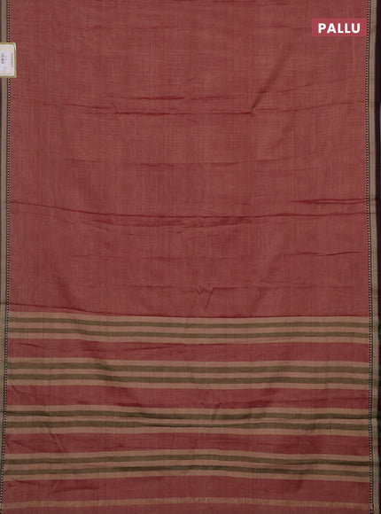 Narayanpet cotton saree maroon shade with plain body and temple design thread woven border