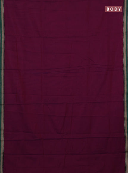 Narayanpet cotton saree magenta pink with plain body and temple design thread woven border