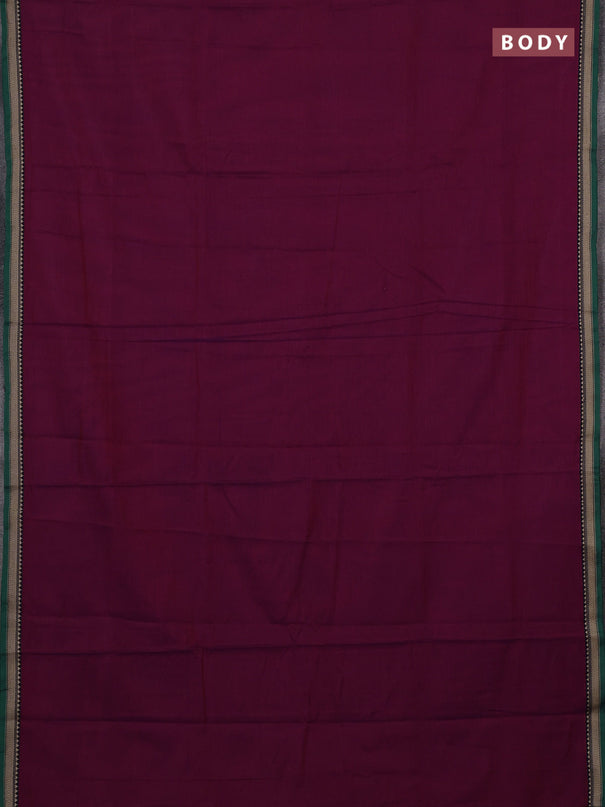 Narayanpet cotton saree magenta pink with plain body and temple design thread woven border