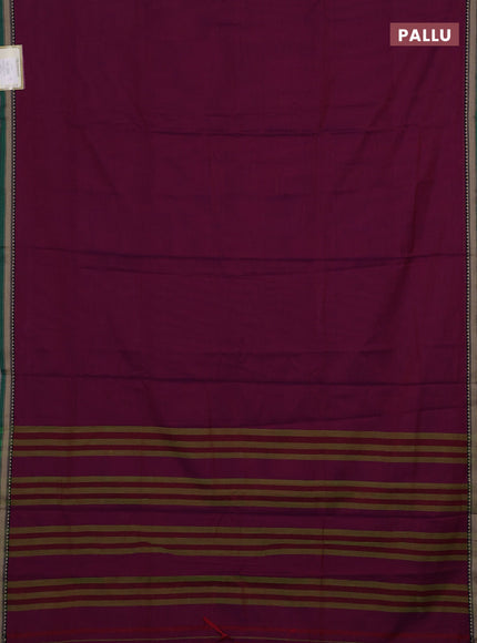 Narayanpet cotton saree magenta pink with plain body and temple design thread woven border