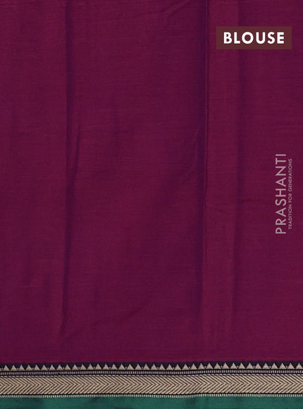 Narayanpet cotton saree magenta pink with plain body and temple design thread woven border