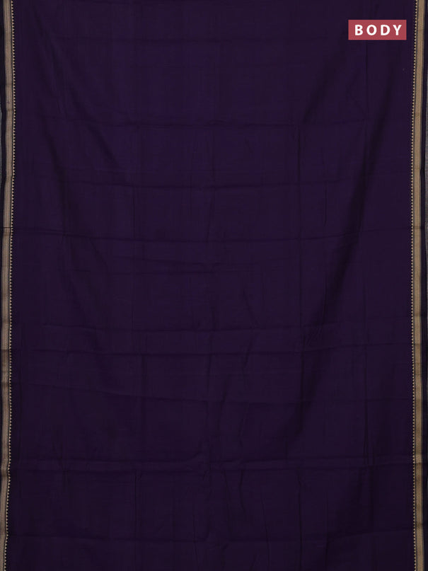 Narayanpet cotton saree violet with plain body and temple design thread woven border