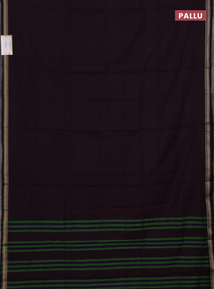 Narayanpet cotton saree deep wine with plain body and temple design thread woven border
