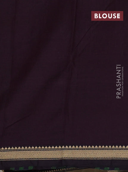 Narayanpet cotton saree deep wine with plain body and temple design thread woven border