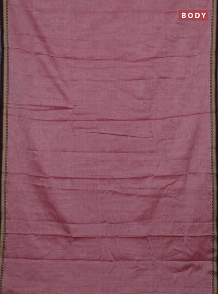Narayanpet cotton saree maroon shade with plain body and temple design thread woven border