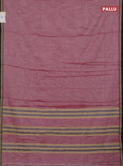 Narayanpet cotton saree maroon shade with plain body and temple design thread woven border
