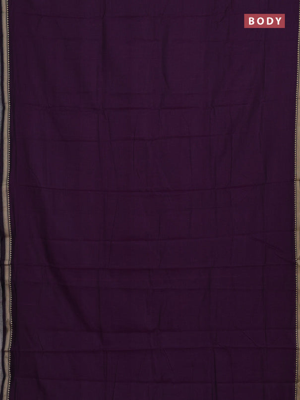 Narayanpet cotton saree deep purple with plain body and temple design thread woven border