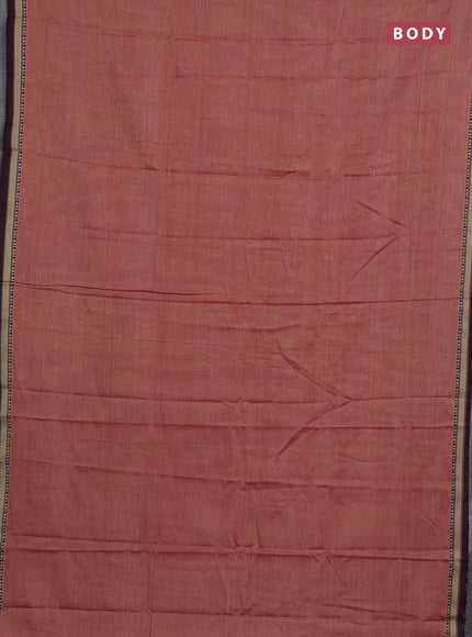 Narayanpet cotton saree maroon shade with plain body and temple design thread woven border