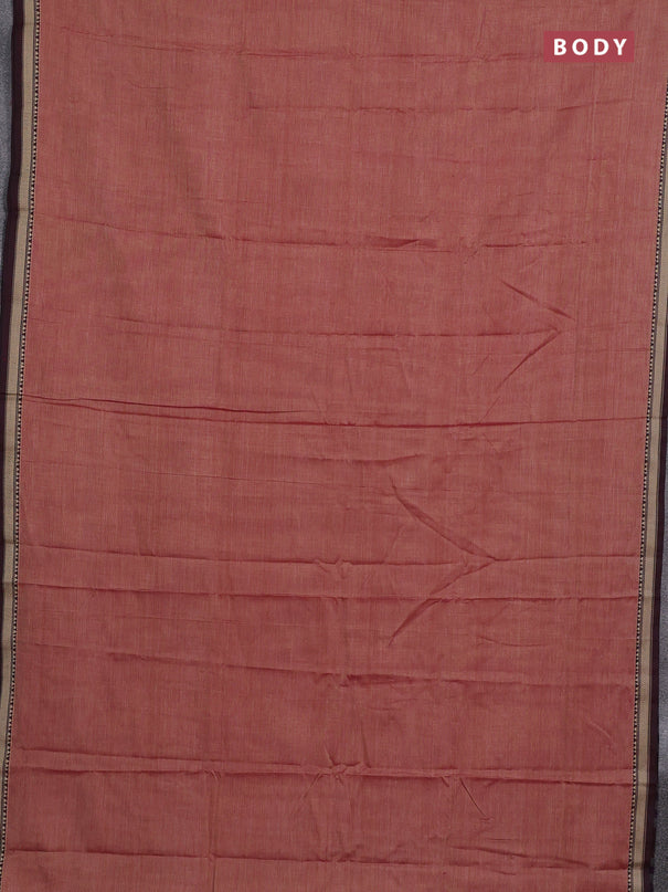 Narayanpet cotton saree maroon shade with plain body and temple design thread woven border