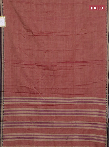 Narayanpet cotton saree maroon shade with plain body and temple design thread woven border