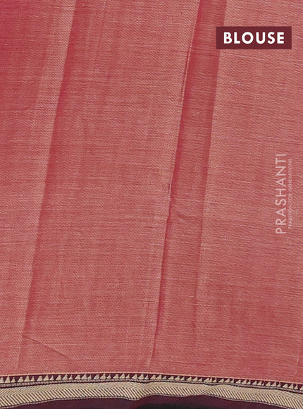 Narayanpet cotton saree maroon shade with plain body and temple design thread woven border