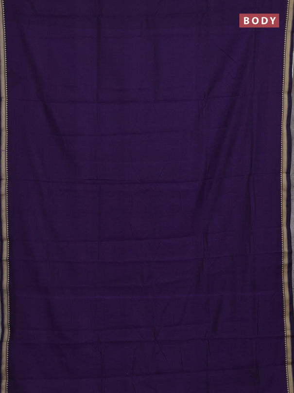 Narayanpet cotton saree violet with plain body and temple design thread woven border