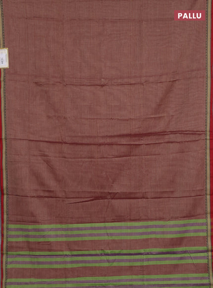 Narayanpet cotton saree red shade with plain body and temple design thread woven border