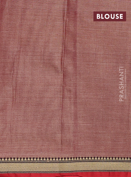Narayanpet cotton saree red shade with plain body and temple design thread woven border