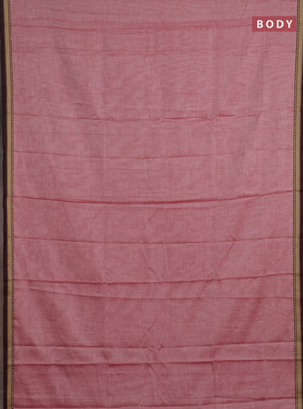 Narayanpet cotton saree maroon shade with plain body and temple design thread woven border