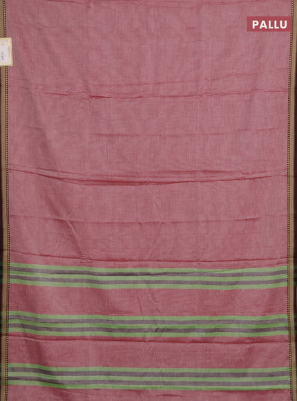 Narayanpet cotton saree maroon shade with plain body and temple design thread woven border