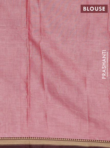 Narayanpet cotton saree maroon shade with plain body and temple design thread woven border