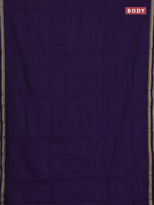 Narayanpet cotton saree violet with plain body and temple design thread woven border