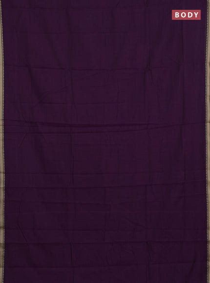 Narayanpet cotton saree purple with plain body and temple design thread woven border