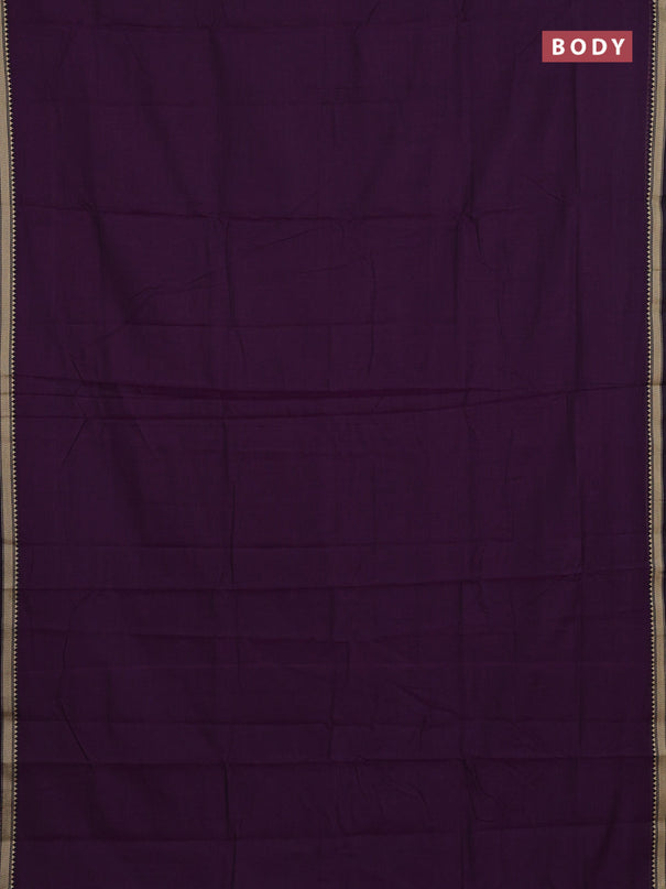Narayanpet cotton saree purple with plain body and temple design thread woven border