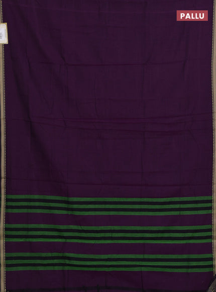 Narayanpet cotton saree purple with plain body and temple design thread woven border