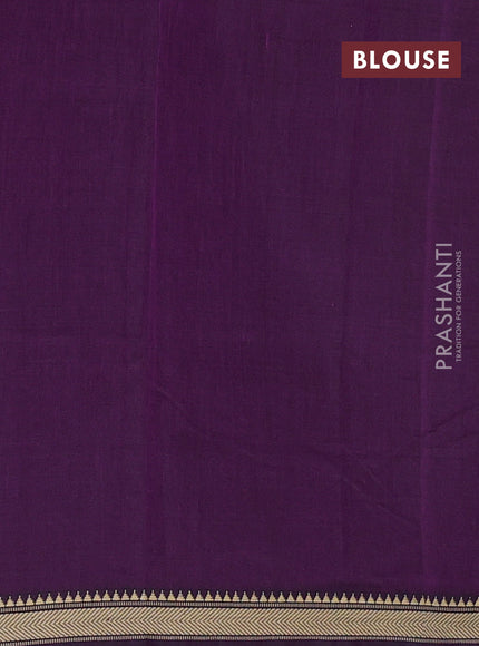 Narayanpet cotton saree purple with plain body and temple design thread woven border