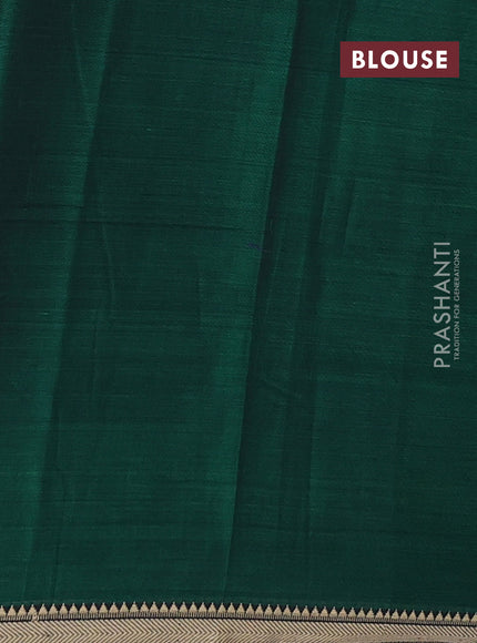 Narayanpet cotton saree green and black with plain body and temple design thread woven border