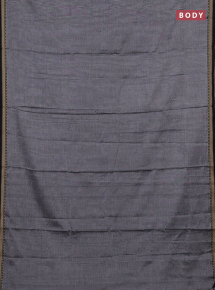 Narayanpet cotton saree grey and black with plain body and temple design thread woven border