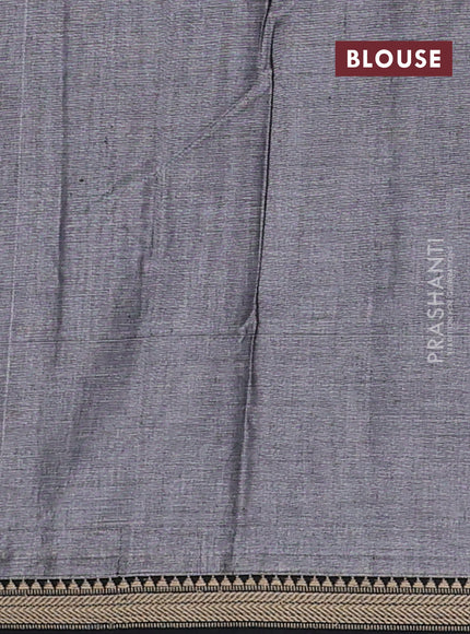Narayanpet cotton saree grey and black with plain body and temple design thread woven border
