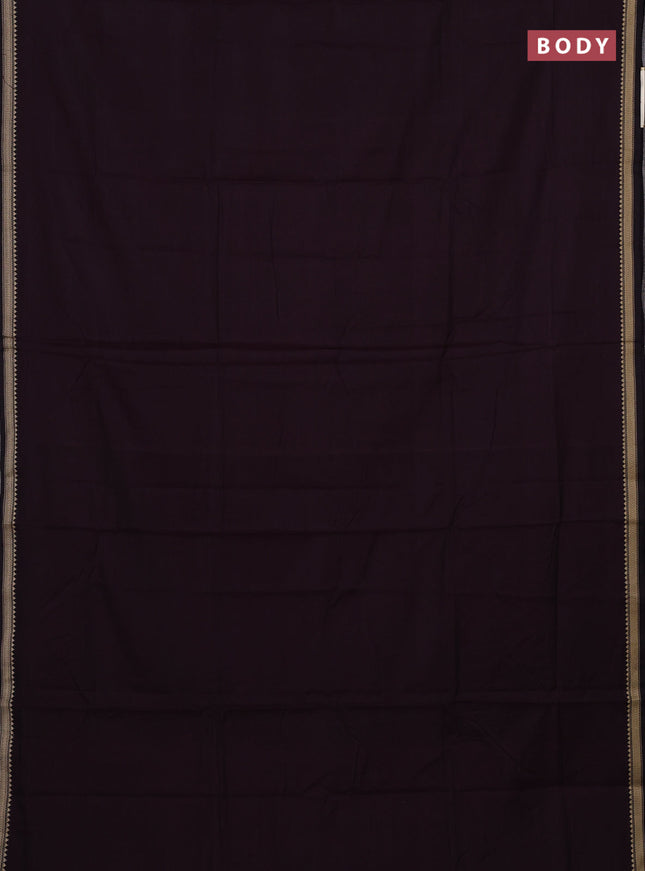 Narayanpet cotton saree deep wine with plain body and temple design thread woven border