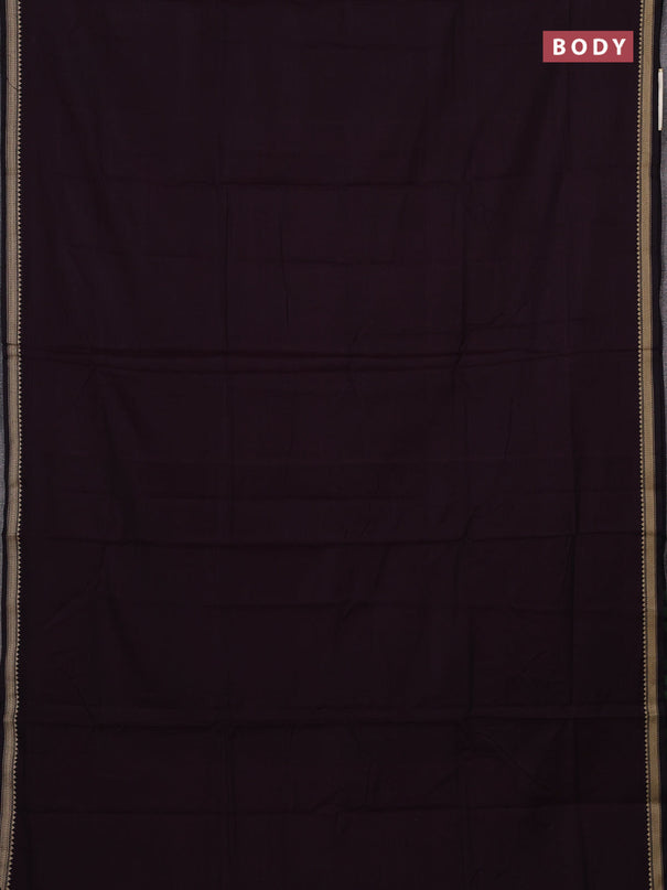 Narayanpet cotton saree deep wine with plain body and temple design thread woven border