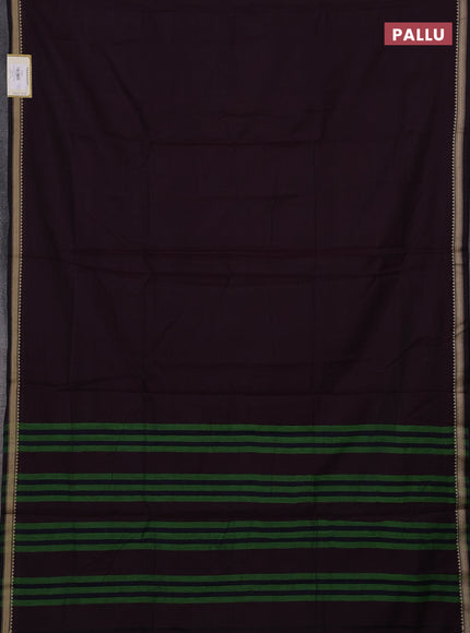 Narayanpet cotton saree deep wine with plain body and temple design thread woven border