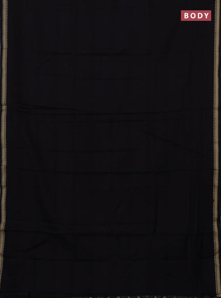 Narayanpet cotton saree black with plain body and temple design thread woven border