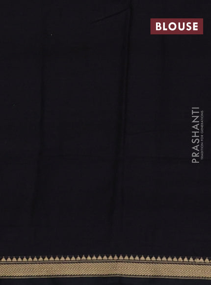 Narayanpet cotton saree black with plain body and temple design thread woven border