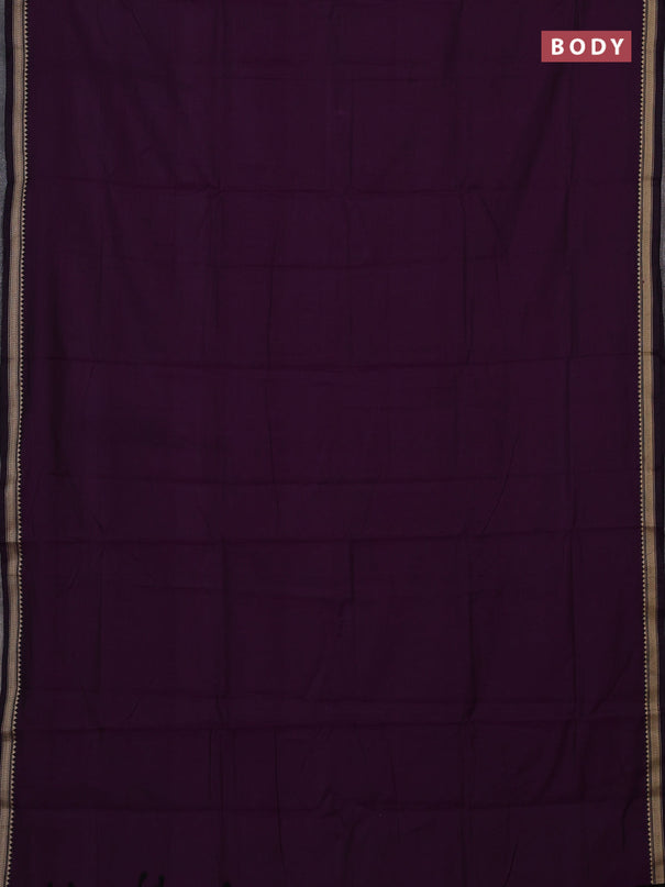 Narayanpet cotton saree deep purple with plain body and temple design thread woven border