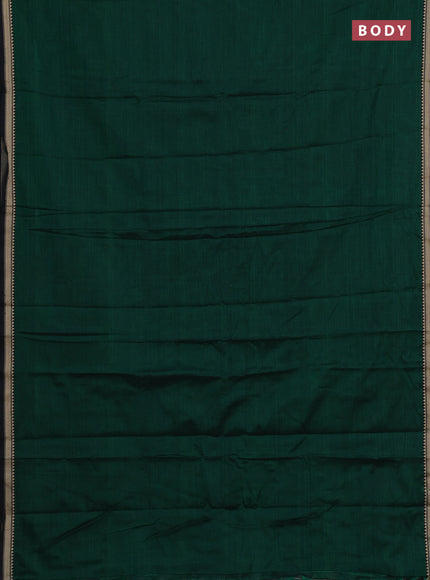 Narayanpet cotton saree green and black with plain body and temple design thread woven border