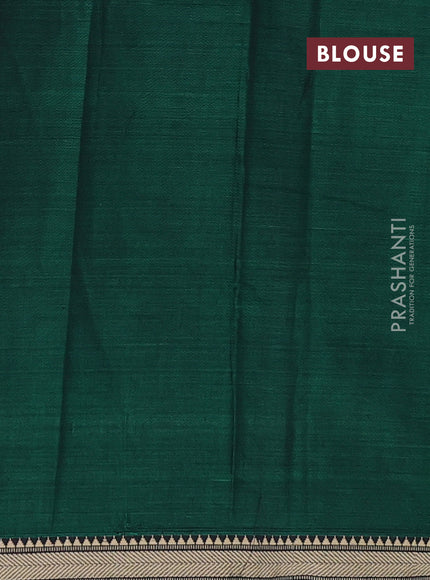 Narayanpet cotton saree green and black with plain body and temple design thread woven border